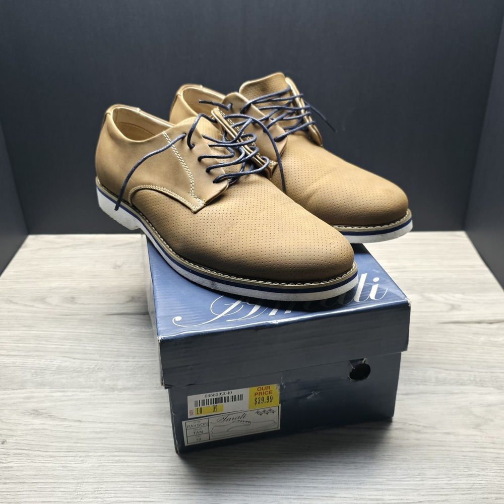Amali Payson Tan Mens Casual Oxford Shoes Brown Size 10 Dress Shoes